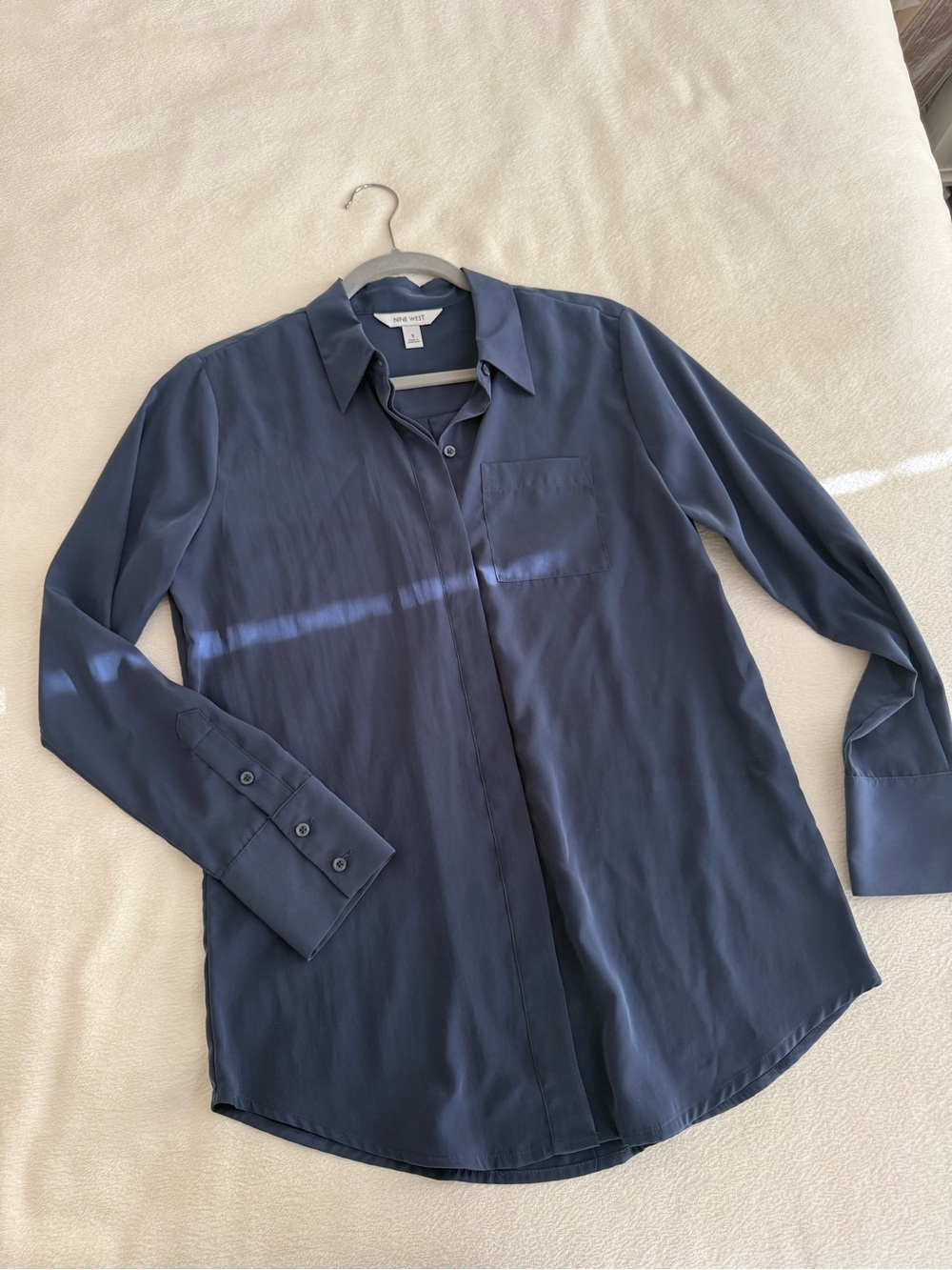 Nine West Blue Button-Front Blouse
